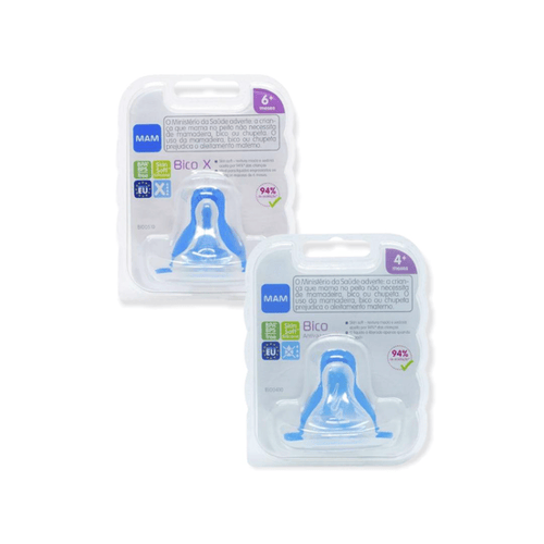 Imagem do produto Bico Mamadeira Compativel Com Todas Mamadeiras Mam Skinsoft Embalagem Dupla Tamanho:bico X 6+ / Antivazamento 4+
