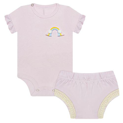 Imagem do produto Body Curto Com Tapa Fralda Para Bebê Em Suedine Rainbow Baby Gut