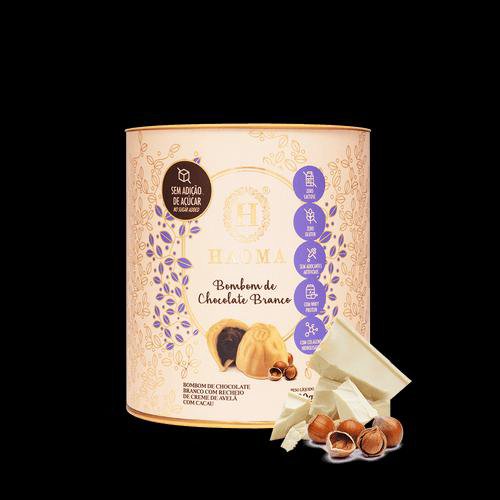 Imagem do produto Bombom Chocolate Branco E Avelã 200G Com Whey Protein Zero Lactose Haoma