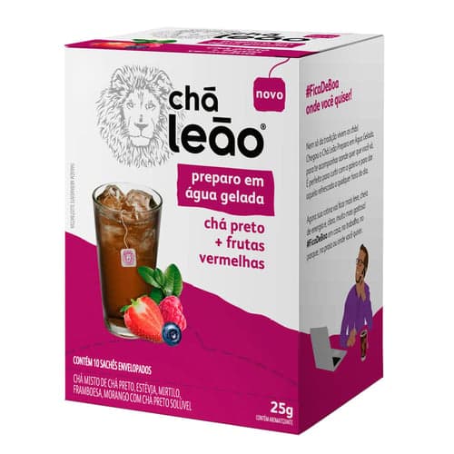 Imagem do produto Chá Leão Água Gelada Preto E Frutas Vermelhas 10 Sachês