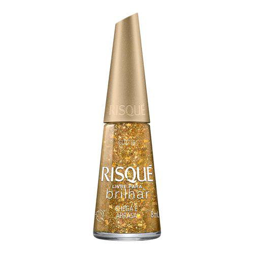 Imagem do produto Esmalte Risqué Livre Para Brilhar Glitter Dourado Chega E Arrasa 8Ml