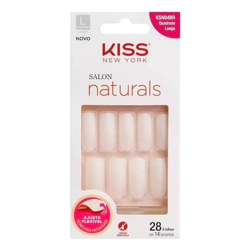 Imagem do produto First Kiss Unha Salon Naturals Quadrado Longo 28Un Ksn04br