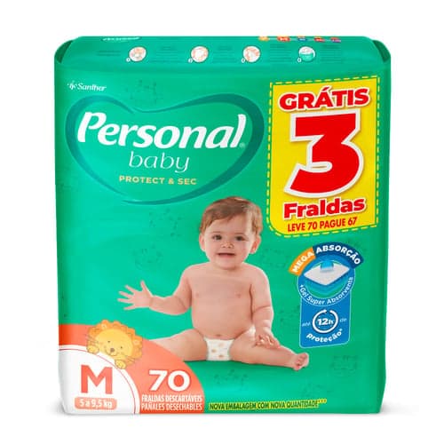 Imagem do produto Fralda Personal Baby Giga Tamanho M Com 70 Unidades