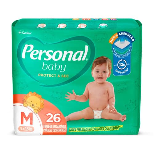 Imagem do produto Fralda Personal Baby Protect & Sec Tamanho M Com 26 Fraldas Descartáveis