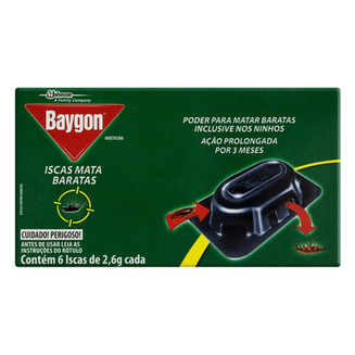 Imagem do produto Inseticida Isca Baygon Mata Baratas Caixa 6 Unidades De 2,6G Cada