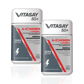 Imagem do produto Kit 02 Suplemento Alimentar Vitasay 50+ Az Homem+Cafeina 60 Comprimidos