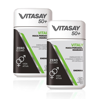 Imagem do produto Kit 02 Suplemento Alimentar Vitasay 50+ Vitaly 60 Comprimidos