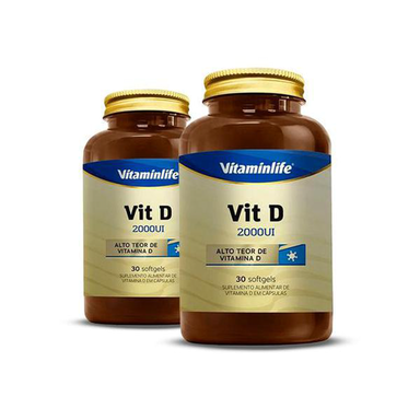 Imagem do produto Kit 2 Vit D 2000 Ui Vitaminlife 30 Cápsulas