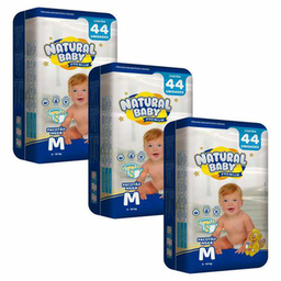 Imagem do produto Kit 3 Fraldas Natural Baby Premium Mega Pacotão M 44 Unidades