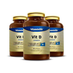 Imagem do produto Kit 3 Vit D 2000 Ui Vitaminlife 30 Cápsulas