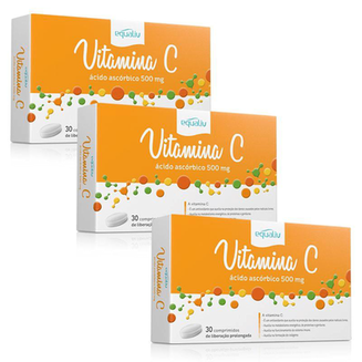 Imagem do produto Kit 3 Vitamina C 500Mg Ácido Ascórbico Equaliv 30 Comprimidos