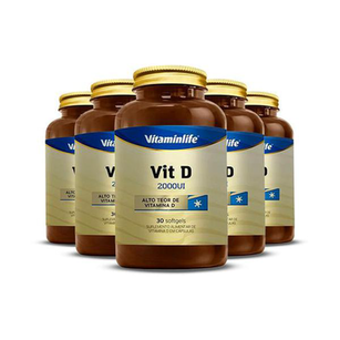 Imagem do produto Kit 5 Vit D 2000 Ui Vitaminlife 30 Cápsulas