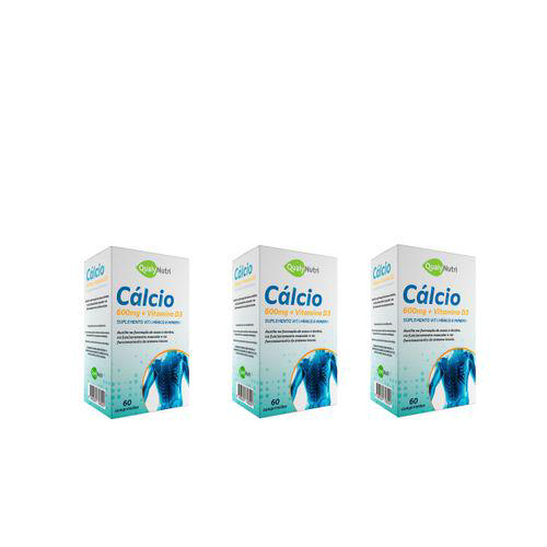 Imagem do produto Kit Com 3 Cálcio 600Mg + Vit D3 Com 60 Cápsulas Qualy Nutri