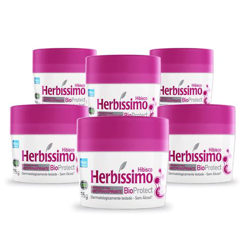 Imagem do produto Kit Desodorante Herbíssimo Creme Antitranspirante Bioprotect Hibisco 55G Com 6 Unidades
