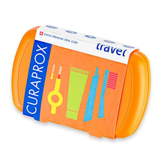 Imagem do produto Kit Escova Para Viagem Laranja Com 3 Escovas E Creme Dental Be You Com Estojo Curaprox