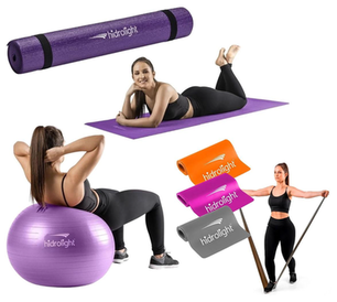 Imagem do produto Kit Hidrolight Tapete P/ Exercícios 1,72Cm + Bola Pilates Yoga 65Cm + 3 Faixas Elásticas Thera Band