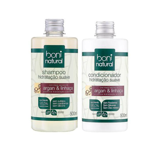 Imagem do produto Kit Natural Com Shampoo E Condicionador Hidratação Suave Argan E Linhaça Boni Natural