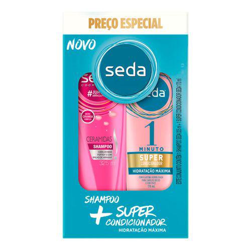 Imagem do produto Kit Seda Shampoo Ceramidas 325Ml + Super Condicionador 1 Minuto Hidratação Máxima 170Ml