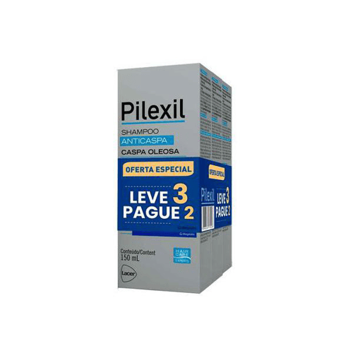 Imagem do produto Kit Shampoo Anticaspa Pilexil Caspa Oleosa Com 3 Unidades 150Ml