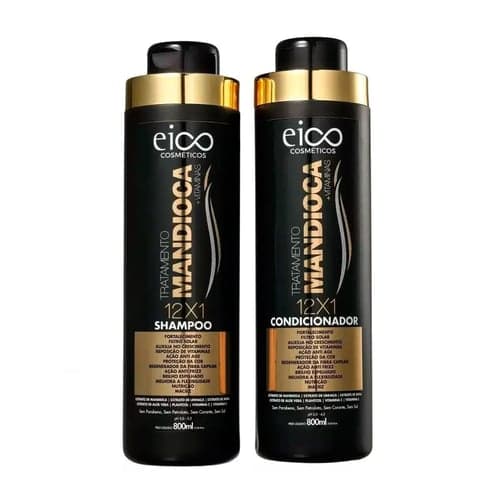 Imagem do produto Kit Shampoo + Condicionador Eico Cosméticos Mandioca + Vitaminas 800Ml Cada