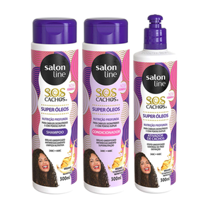 Imagem do produto Kit Sos Cachos Super Óleos Com Shampoo + Condicionador E Ativador De Cachos Salon Line