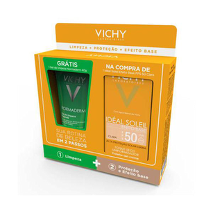 Imagem do produto Kit Vichy Idéal Soleil Efeito Base Cor Clara Fps50 + Gel De Limpeza Normaderm 1 Unidade