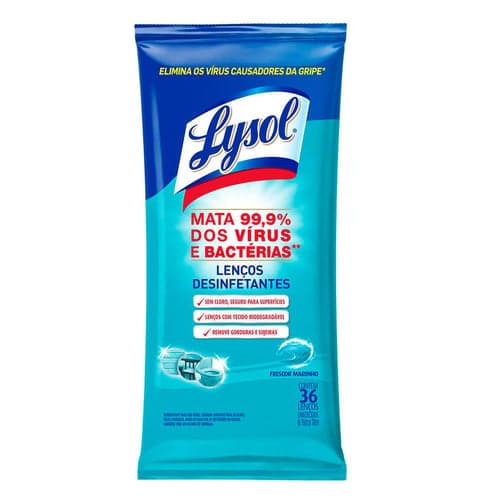 Imagem do produto Lenço Desinfetante Lysol Frescor Marinho 36 Unidades