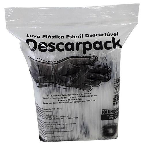 Imagem do produto Luva Plástica Descartável Estéril Descarpack Com 100 Unidades