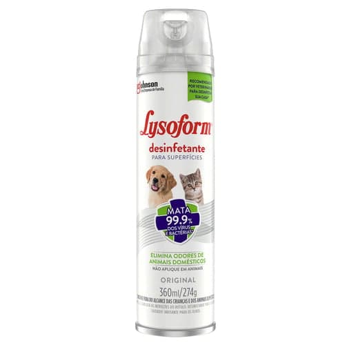 Imagem do produto Lysoform Desinfetante Spray Original Superfície Pets 360Ml