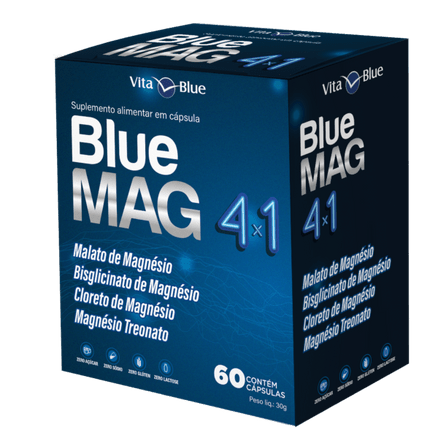 Imagem do produto Magnésio Mag Blue Suplemento Alimentar 4 Em 1 Com 60 Capsulas