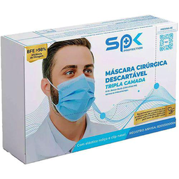 Imagem do produto Máscara Cirúrgica Spk Azul Tripla Camada Descartável 50 Unidades Spk Protetion