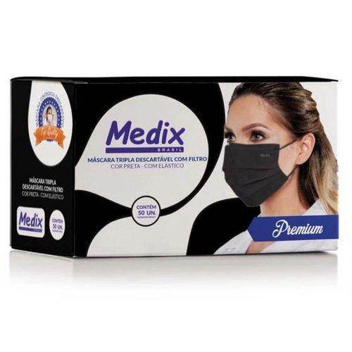 Imagem do produto Máscara Cirúrgica Tripla Camada Descartável 50 Unidades Preta Medix