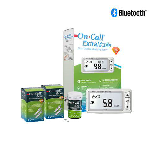 Imagem do produto Monitor De Glicose Bluetooth + 100 Tiras Oncall Extra Mobile On Call Plus Ii