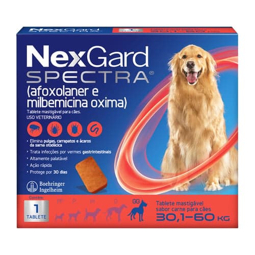 Imagem do produto Nexgard Spectra Anti Pulgas E Carrapatos Para Cães De 30,1 A 60Kg 1 Tablete Mastigável