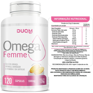 Imagem do produto Omega Femme Borragem Prímula Vitamina E 120 Cápsulas Duom