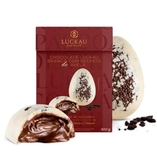 Imagem do produto Ovo De Páscoa Chocolate Belga Branco Recheio Creme De Avelã Luckau 300G