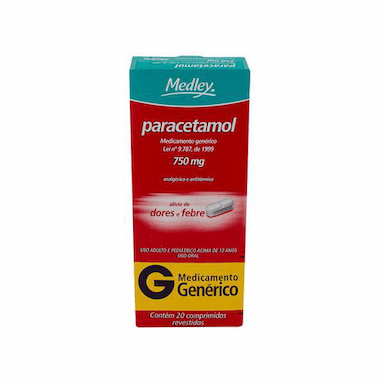Paracetamol 750Mg Com 20 Cp Medley (Validade: 07/2024)