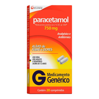 Imagem do produto Paracetamol - Comprimidos 750Mg Com 20 Globo Genérico