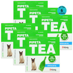 Imagem do produto Pipeta Tea 0,5 Ml Antiparasitário Contra Pulgas Para Gatos De Até 4 Kg König Kit Com 6