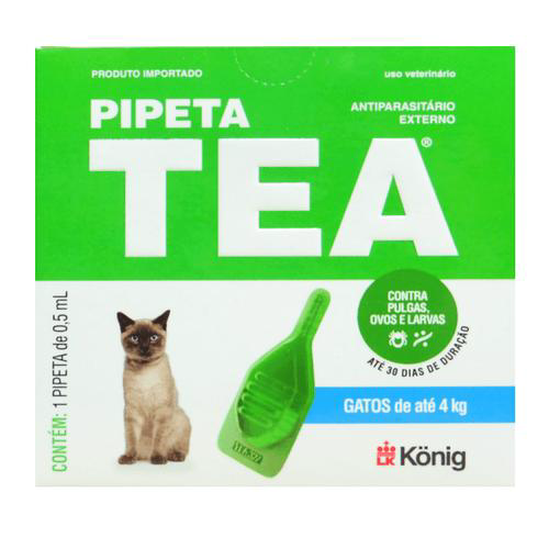 Imagem do produto Pipeta Tea 0,5 Ml Antiparasitário Contra Pulgas Para Gatos De Até 4 Kg König