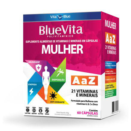 Imagem do produto Polivitaminico Mulher De A A Z 60 Capsulas Blue Vita