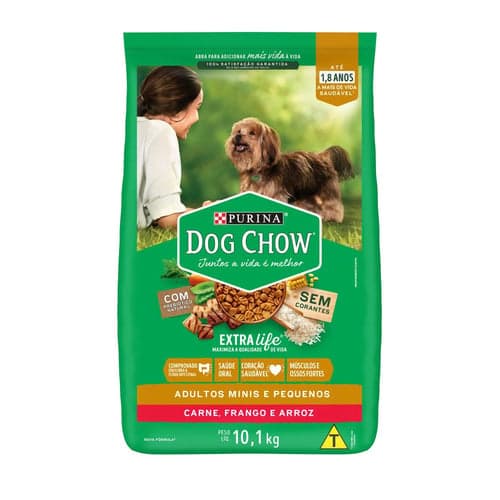 Imagem do produto Ração Para Cães Dog Chow Extra Life Adultos Minis E Pequenos Carne Frango E Arroz 10,1Kg