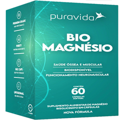 Imagem do produto Suplemento Alimentar Puravida Bio Magnésio 60 Cápsulas