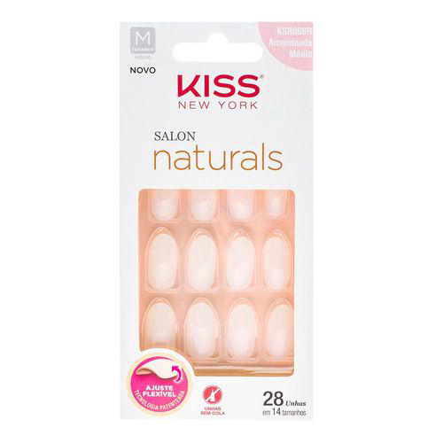 Imagem do produto Unhas Postiças Kiss New York Salon Naturals Amendoada Média