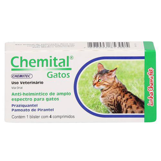 Imagem do produto Vermífugo Chemital Chemitec Para Gatos C/ 4 Comprimidos