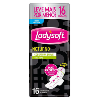 Imagem do produto Absorvente Feminino Ladysoft Noturno Suave Abas 16 Unidades