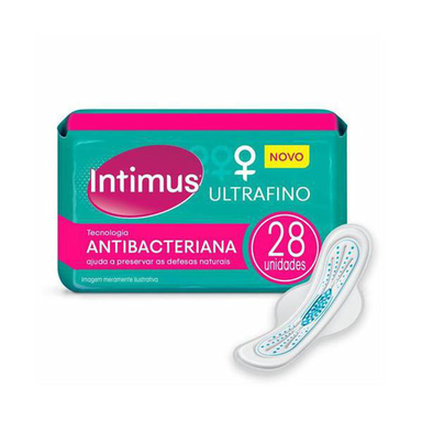 Imagem do produto Absorvente Intimus Ultrafino Antibacteriano Com Abas Com 28 Unidades