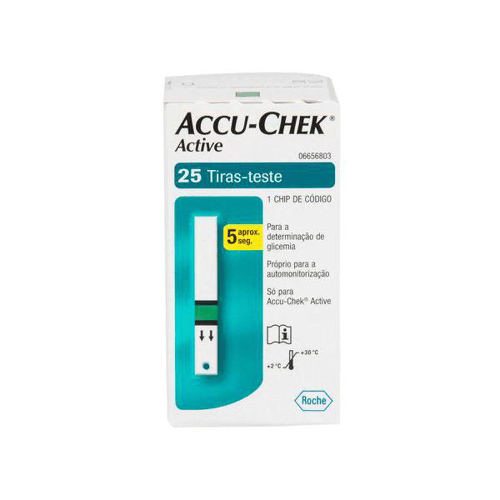 Tiras Reagentes Para Medição De Glicose - Accu-Chek Active Com 25 Unidades