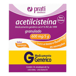 Imagem do produto Acetilcisteína 600Mg/5G - 16 Envelopes Com 5G De Granulado De Uso Oral Prati Donaduzzi Genérico