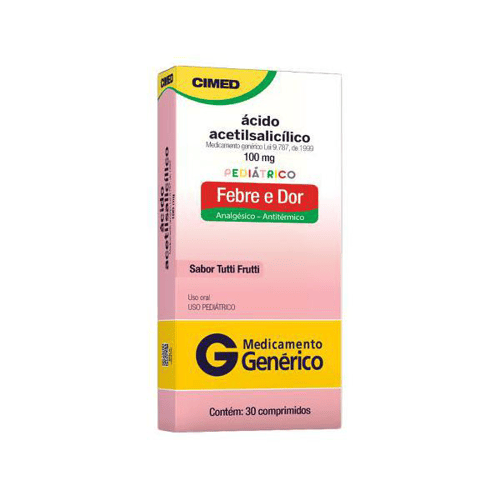 Imagem do produto Ácido Acetilsalicilico 100Mg 30 Comprimidos Do Aas - Cimed Genérico